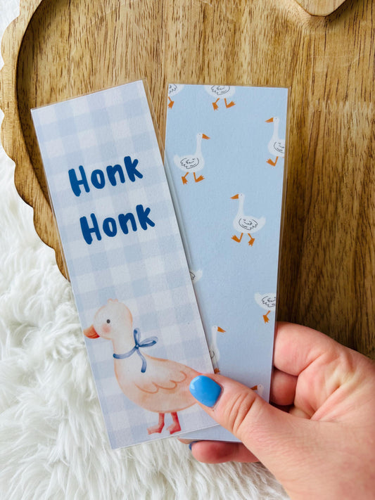 goose bookmark | cutesy | silly goose | blue bookmark