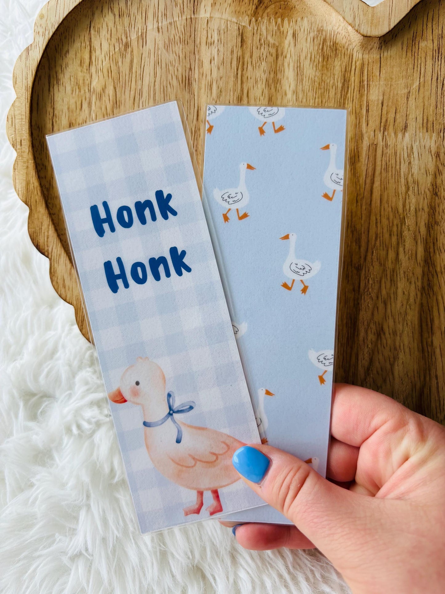 goose bookmark | cutesy | silly goose | blue bookmark